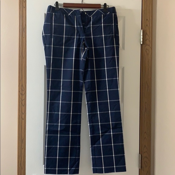 blue plaid pants womens